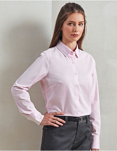 P-PR338-Womens Cotton Rich Oxford Stripes Shirt